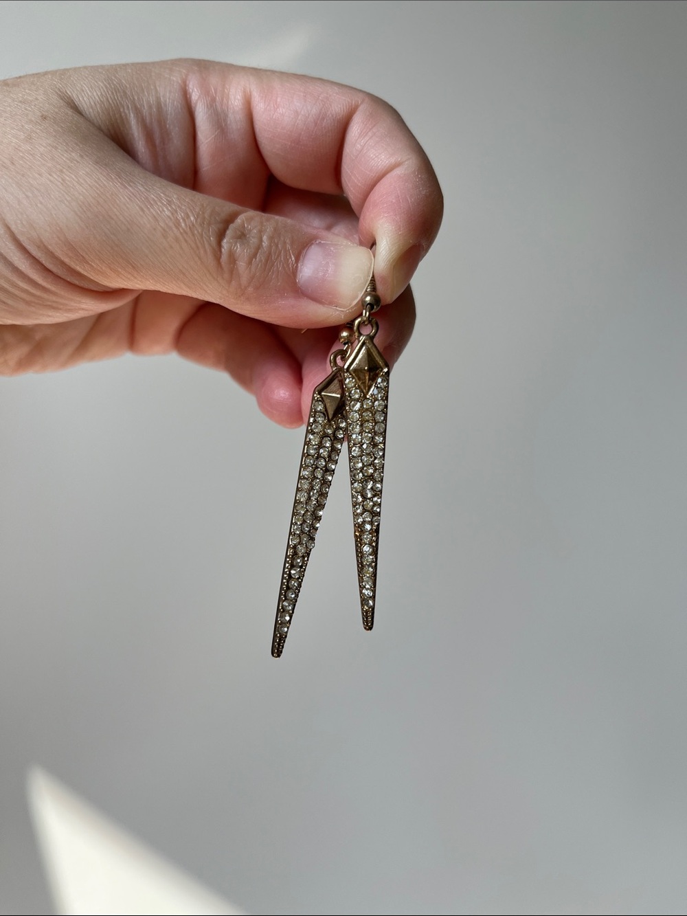 Crystal Pave Spike Drop Earrings in Gold